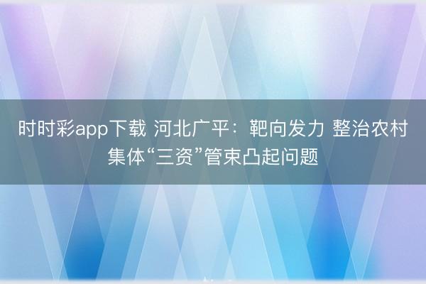 時時彩app下載 河北廣平：靶向發(fā)力 整治農(nóng)村集體“三資”管束凸起問題