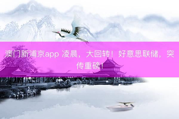 澳門新浦京app 凌晨，大回轉(zhuǎn)！好意思聯(lián)儲(chǔ)，突傳重磅！
