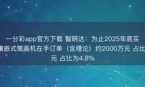 一分彩app官方下載 智明達(dá)：為止2025年底買賣航天鑲嵌式策畫機(jī)在手訂單（含理論）約2000萬(wàn)元 占比為4.8%